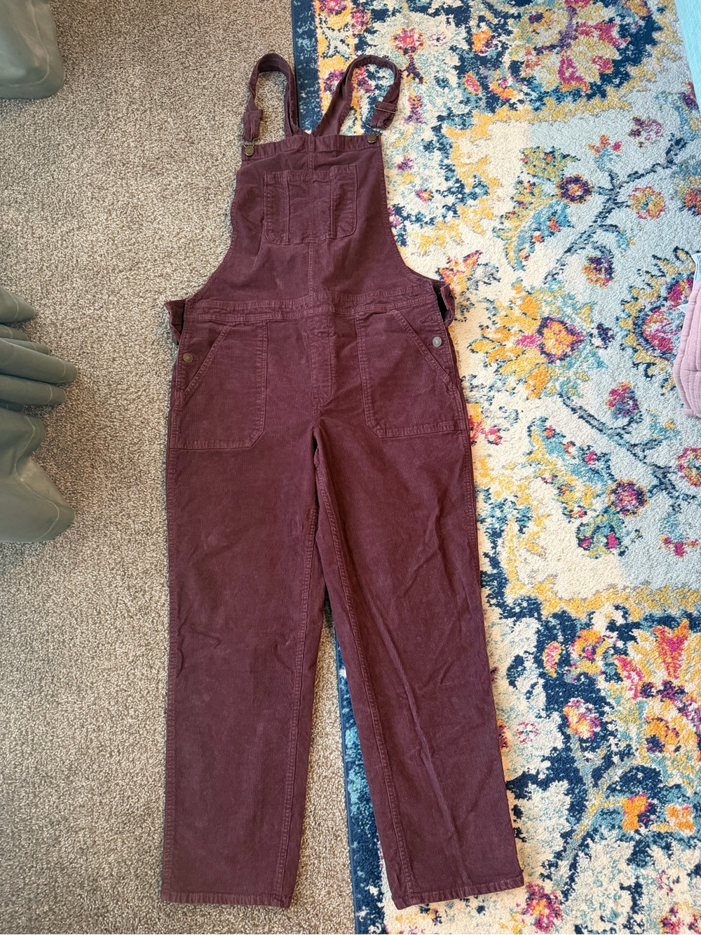 American Eagle Outfitters Corduroy Overalls - Burgundy